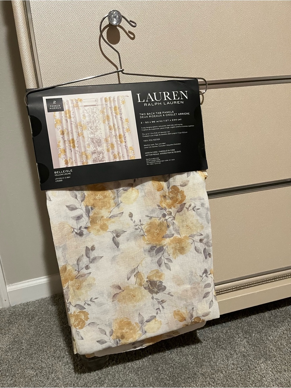 Ralph Lauren Floral Sheer Panel in Yellow and Gray